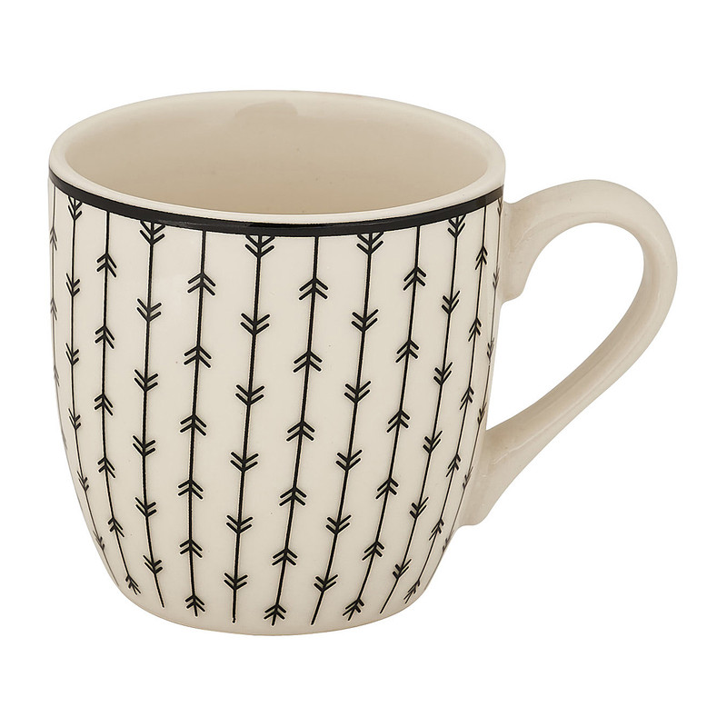 Mok print - zwart - set van 4 - 160 ml