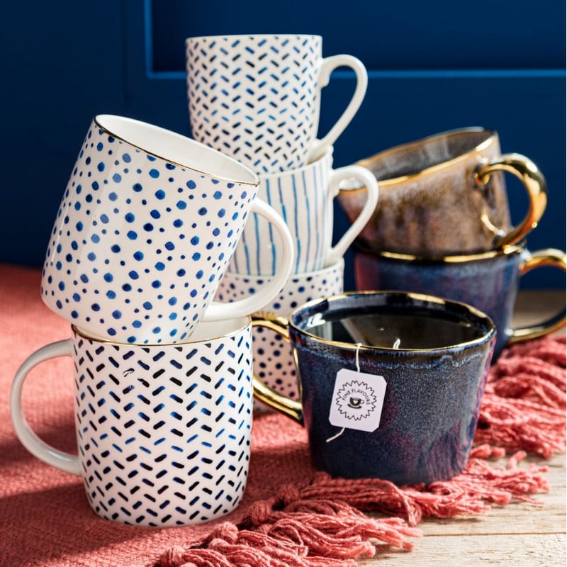 Mok lijn - wit/blauw - 200 ml