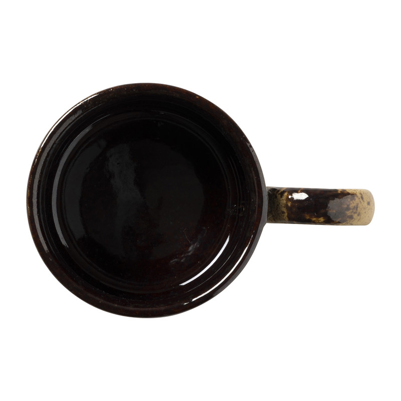 Mok gevlekt met rond oortje - bruin - 300 ml