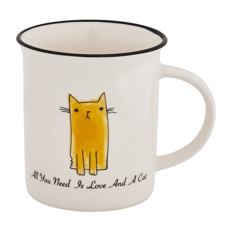 Mok kat met tekst - diverse kleuren - 30 cl