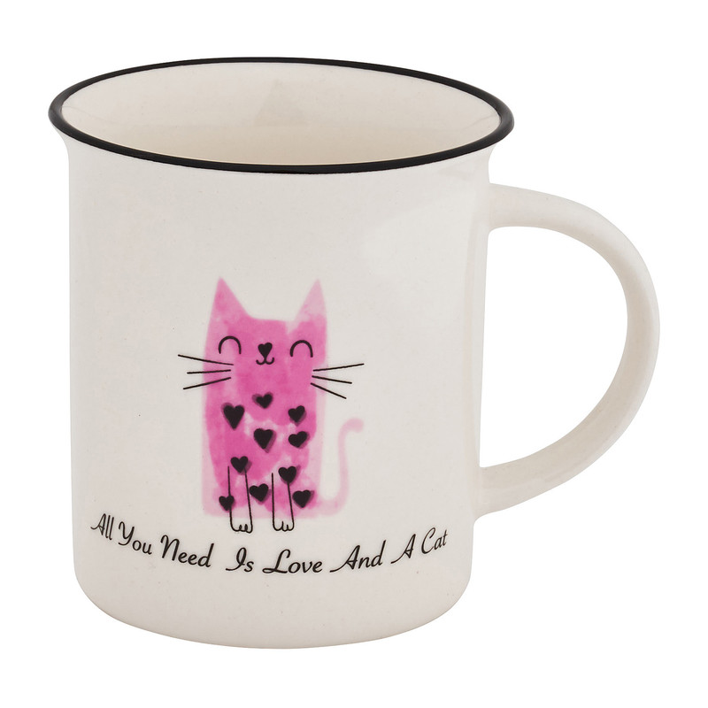 Mok kat met tekst - diverse kleuren - 30 cl