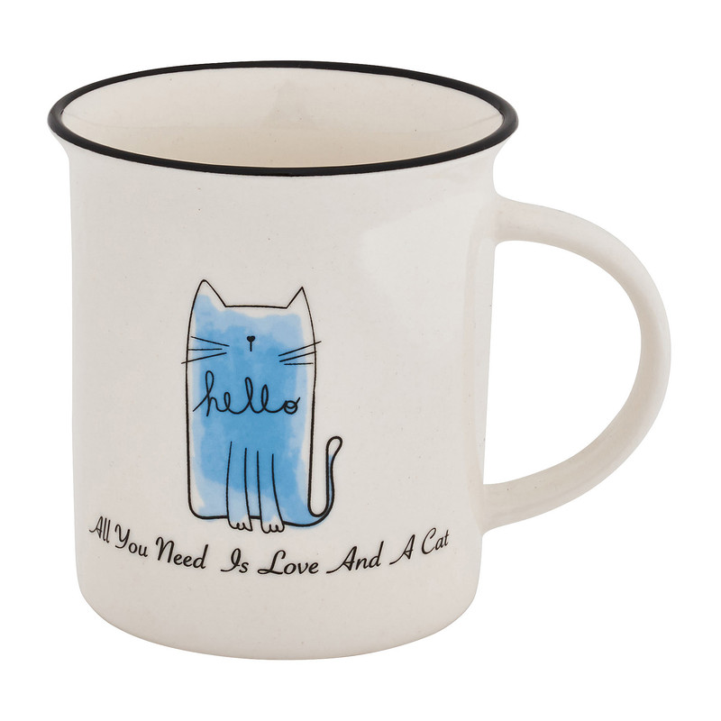 Mok kat met tekst - diverse kleuren - 30 cl