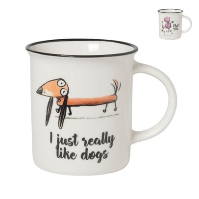 Mok met hond - wit - 300 ml - diverse varianten