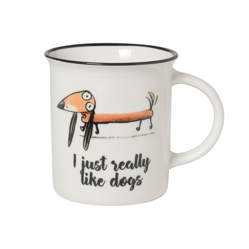 Mok met hond - wit - 300 ml - diverse varianten