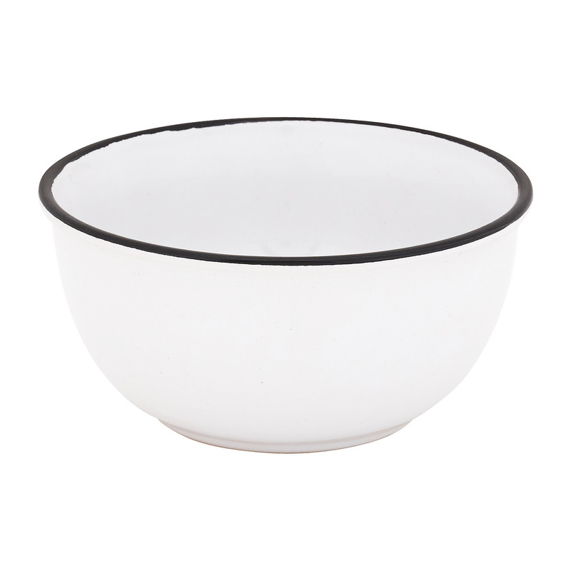Schaal met zwarte rand - wit - ø14 cm