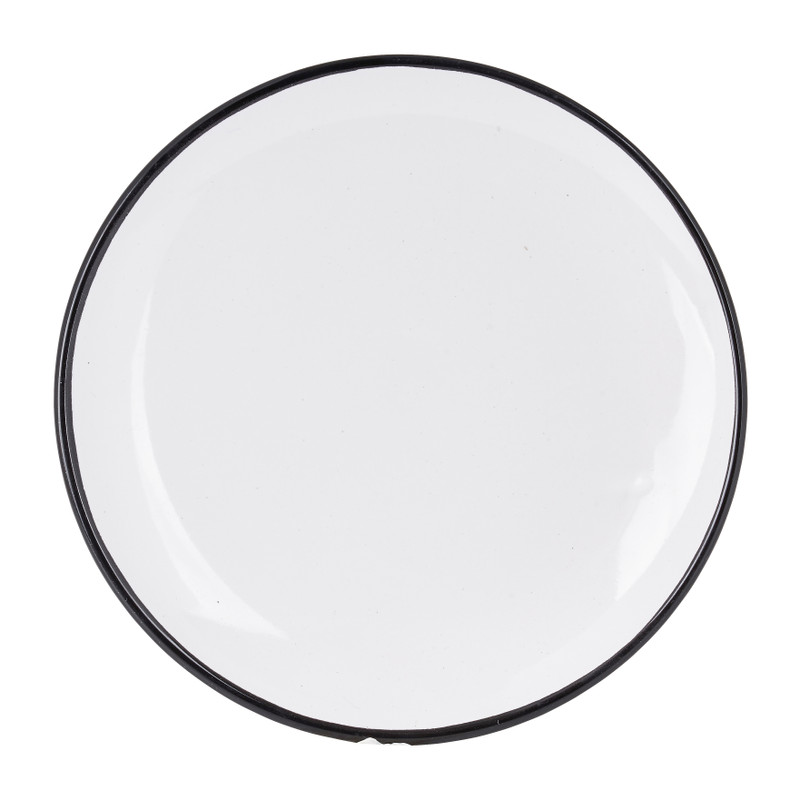 Bord met zwarte rand - wit - ø20 cm