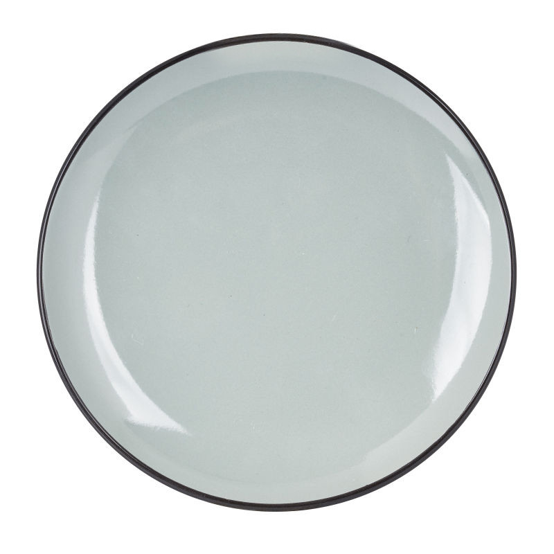 Bord met zwarte rand - grijs - ø20 cm