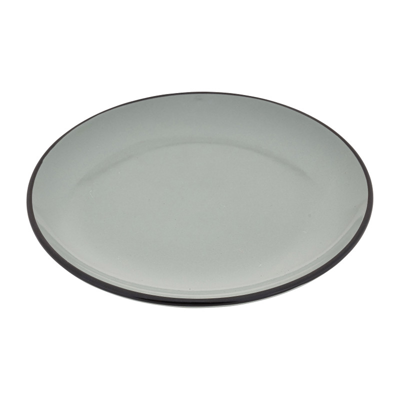 Bord met zwarte rand - grijs - ø20 cm