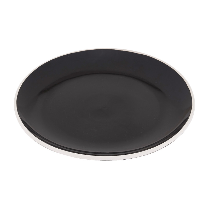 Bord met witte rand - zwart - ø20 cm