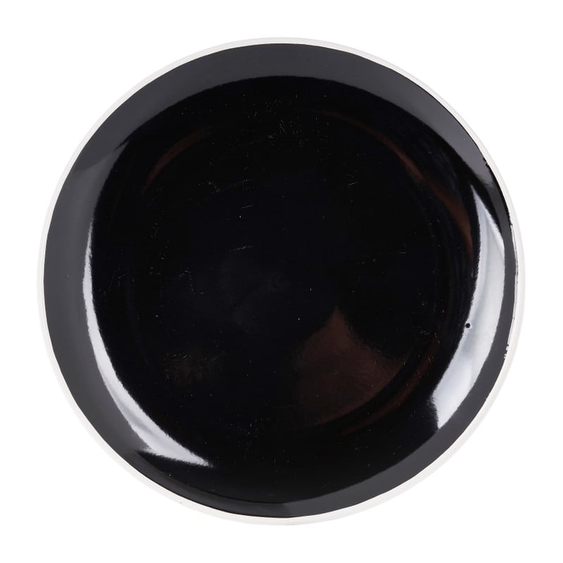 Bord met witte rand - zwart - ø20 cm