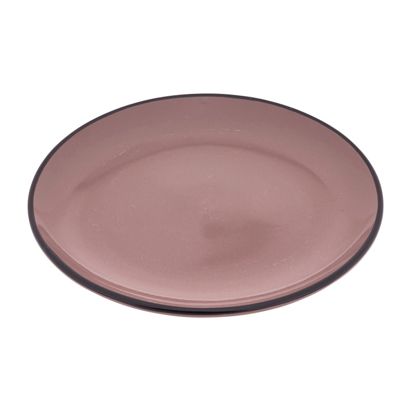 Bord met zwarte rand - bruin - ø20 cm
