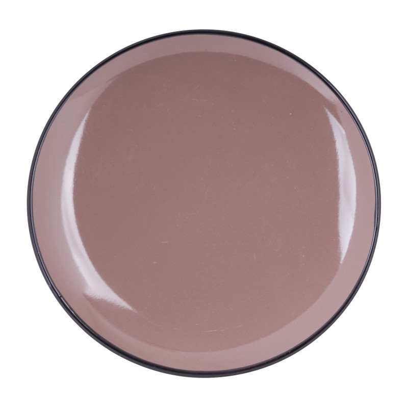 Bord met zwarte rand - bruin - ø20 cm