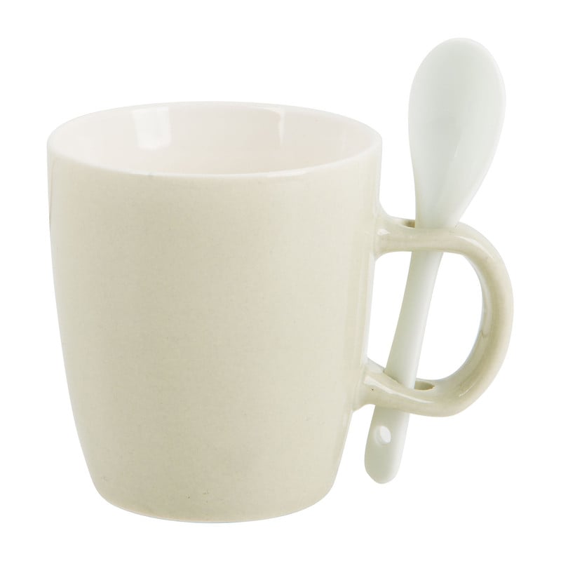 Mok met lepeltje - grijs - 150 ml