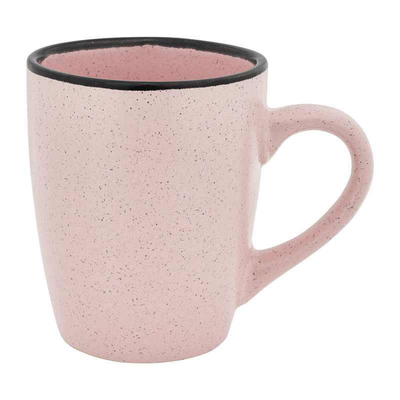 Mok gespikkeld met zwarte rand - diverse kleuren - 28 cl 