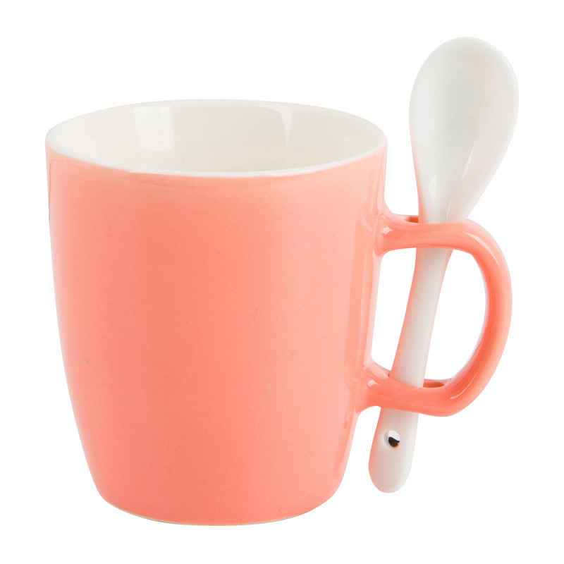 Mok met lepeltje - 15 cl - roze