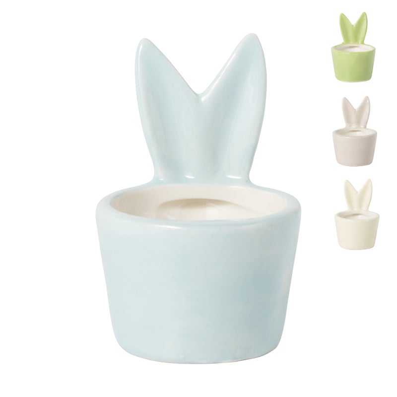 Eierdopje met oren - diverse kleuren - 6,5x6,7x8 cm