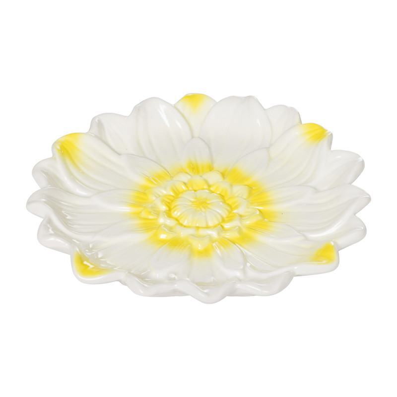 Ontbijtbord bloem - geel - ø20x3 cm