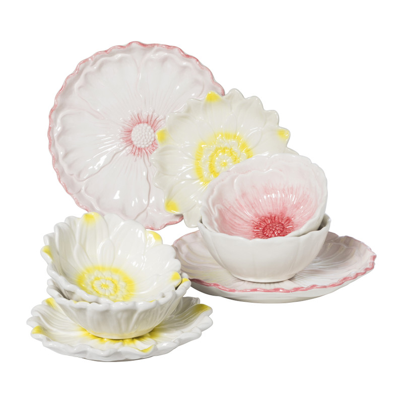 Dinerbord bloem - roze - ø26x3 cm