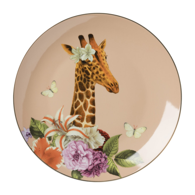 Dinerbord giraffe - roze - ø26 cm