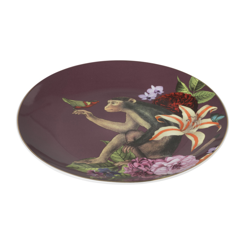 Ontbijtbord aap - paars - ø20 cm