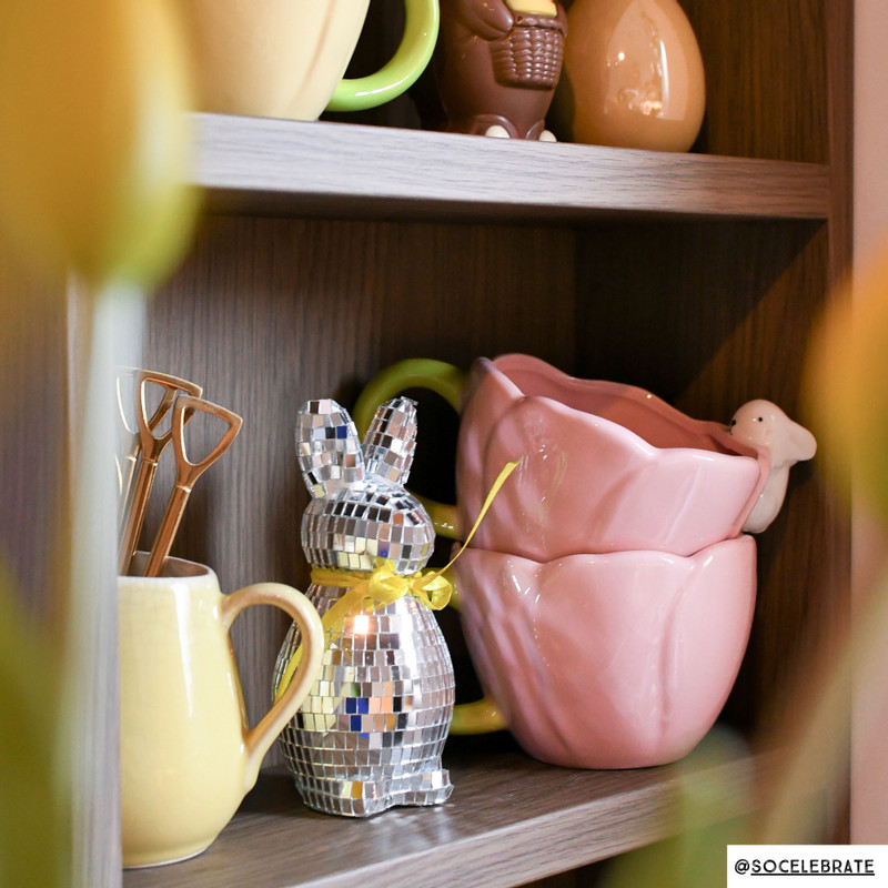 Mok met konijntje - roze/groen - ø12x10.2 cm