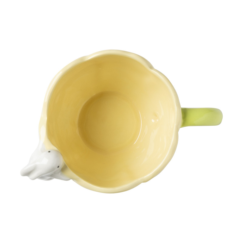 Mok met konijntje - geel/groen - ø12x10.2 cm