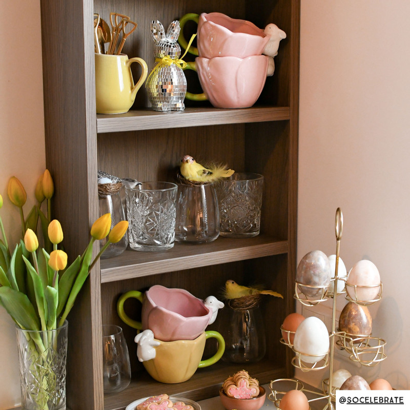 Mok met konijntje - geel/groen - ø12x10.2 cm