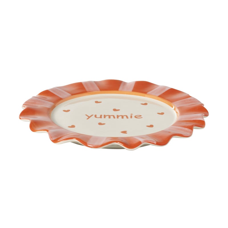 Gebaksbordje yummie - roze/rood - ø18x2 cm