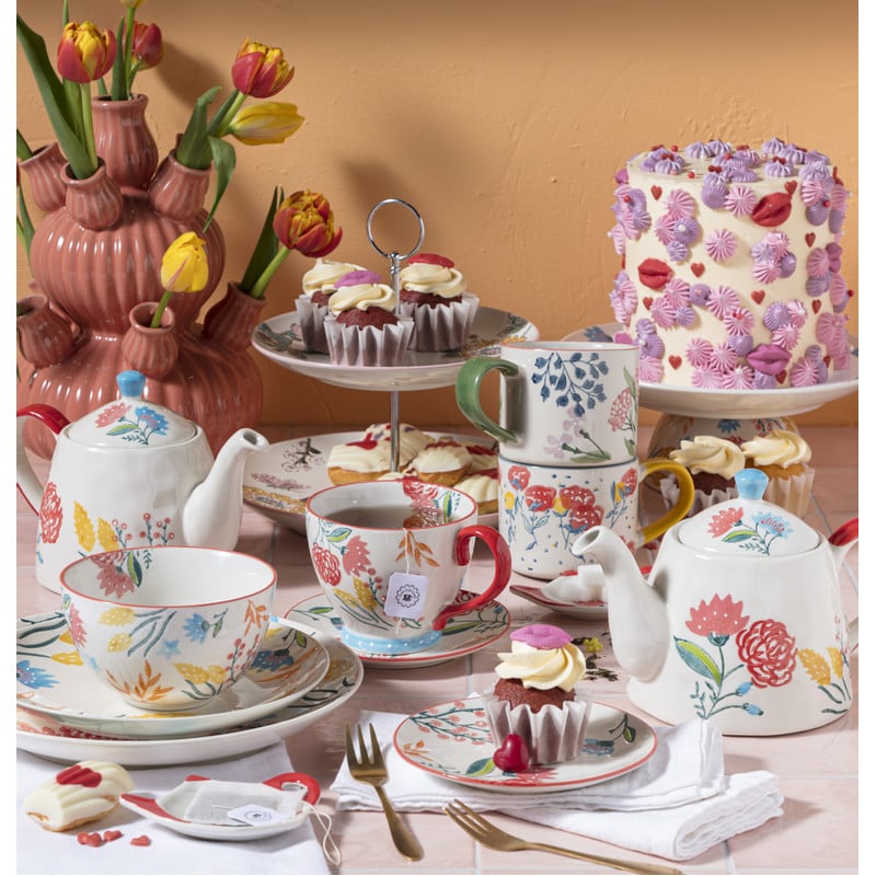 Theepot bloemen - multikleur - 750 ml