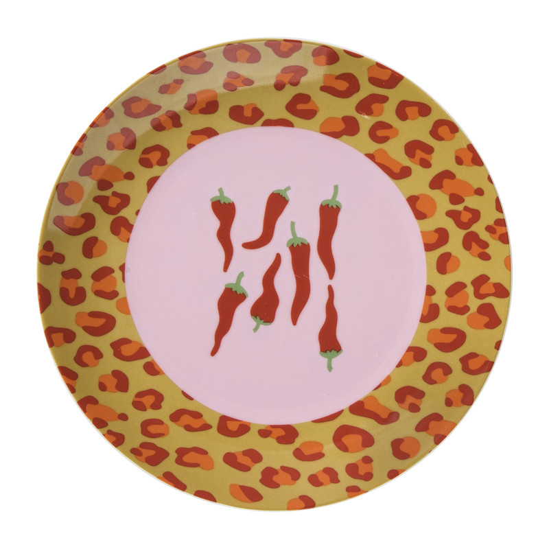 Ontbijtbord chili pepers - roze/rood - ø21x2 cm