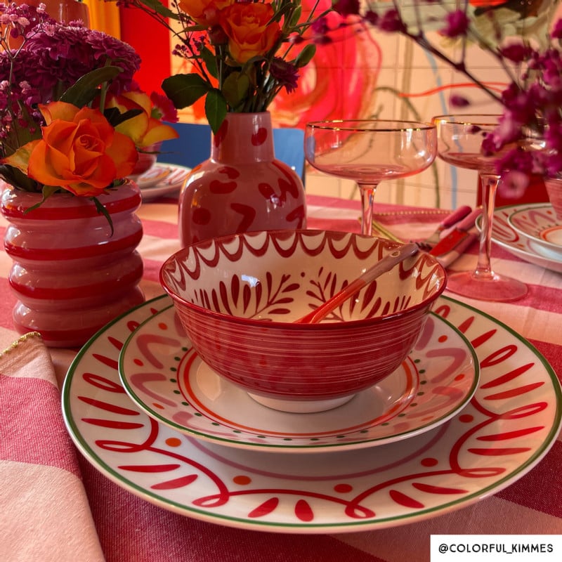 Dinerbord holly jolly - rood - ø26.8x2.8 cm