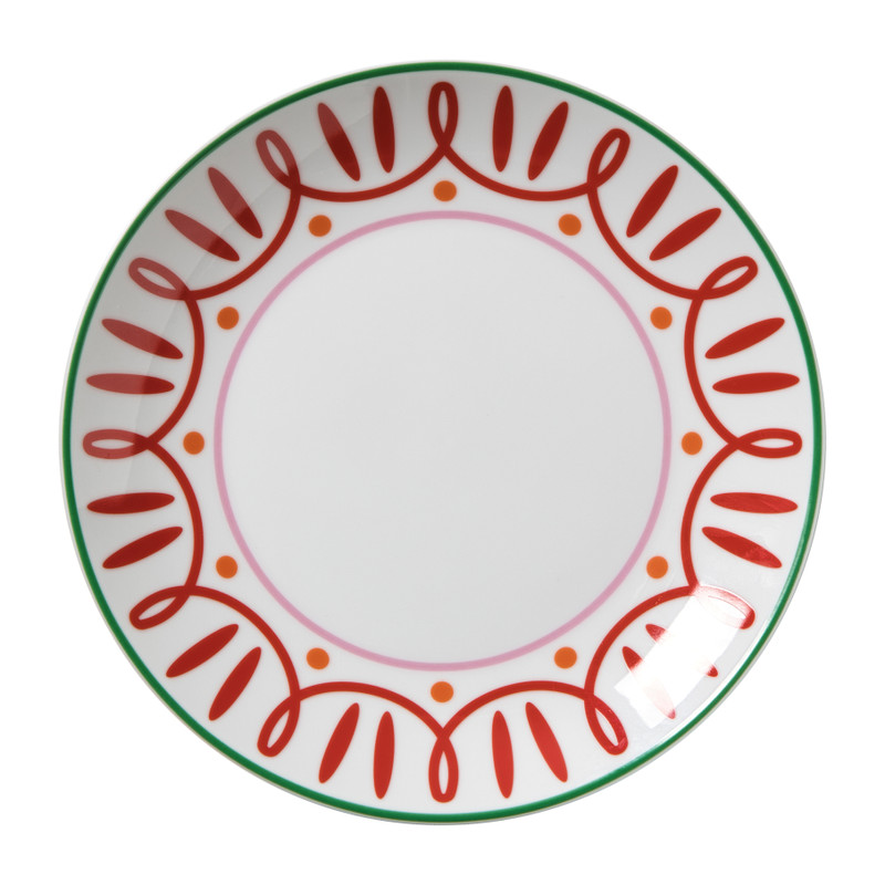 Ontbijtbord holly jolly - rood - ø20.6x2.5 cm