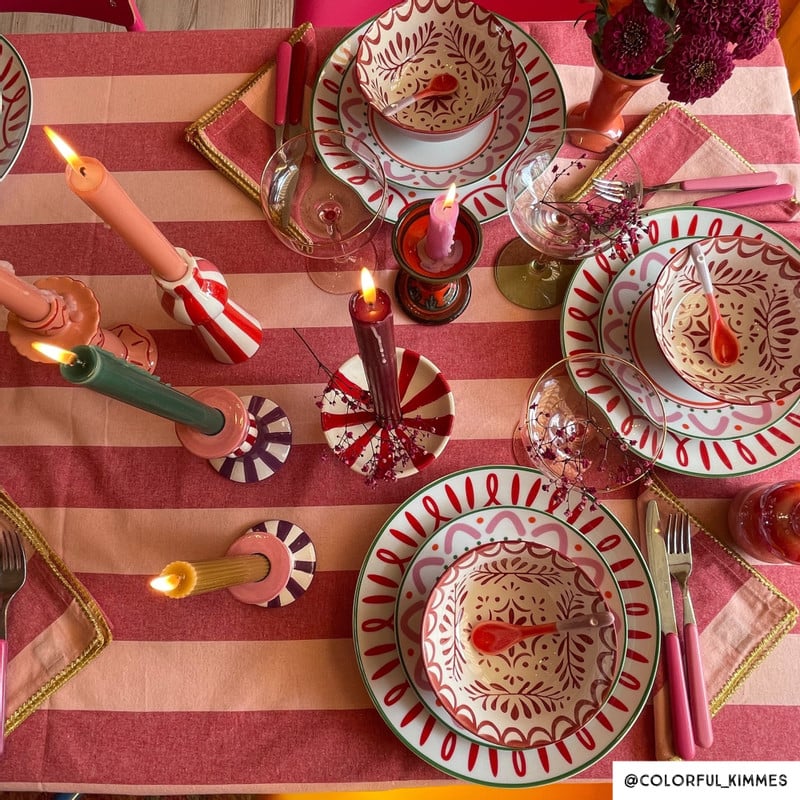 Ontbijtbord holly jolly - roze - ø20.6x2.5 cm