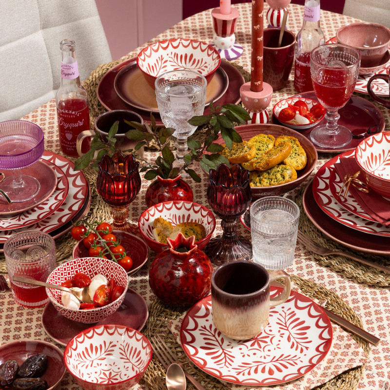 Dinerbord sterre - rood/wit - ø26.8x2.6 cm