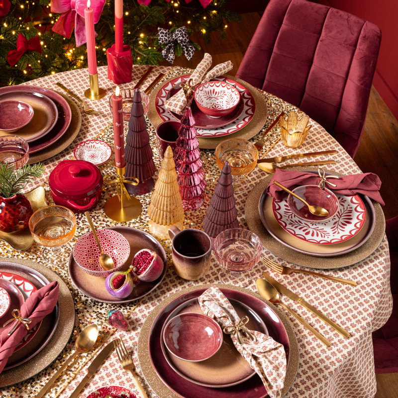 Dinerbord sterre - rood/wit - ø26.8x2.6 cm