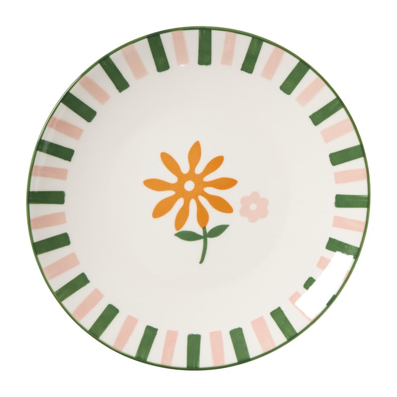 Ontbijtbord bloem streep - multikleur - ø21.7x2.1 cm
