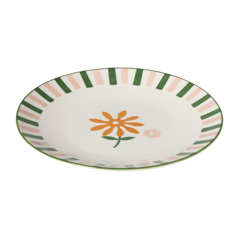 Ontbijtbord bloem streep - multikleur - ø21.7x2.1 cm