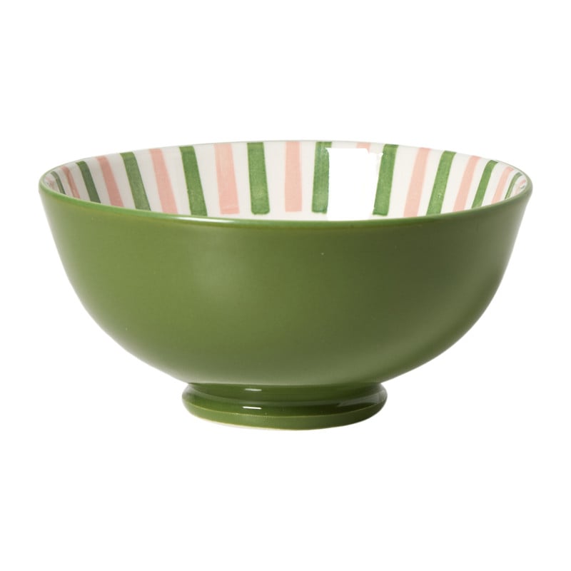 Schaaltje bloem streep klein - groen - ø12.1x5.8 cm
