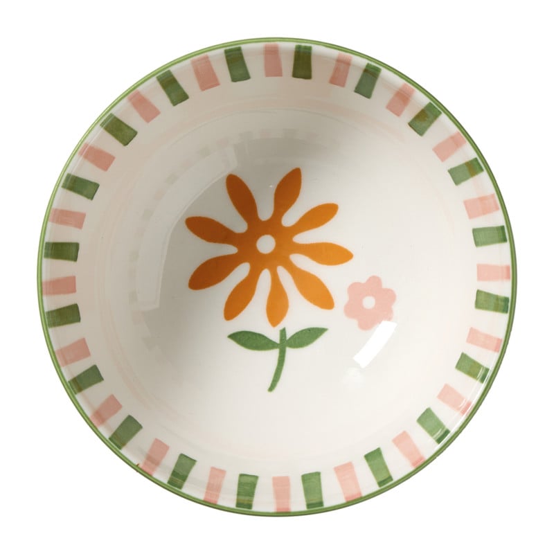 Schaaltje bloem streep klein - groen - ø12.1x5.8 cm