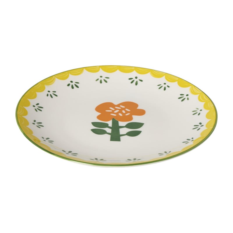 Ontbijtbord bloem - geel - ø21.7x2.1 cm