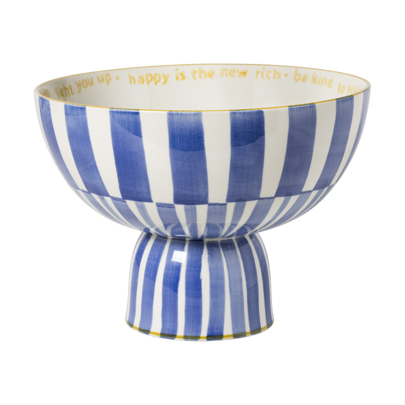 Statement schaal gestreept - blauw - ø24.5x18 cm - Happy at Home by Sanny