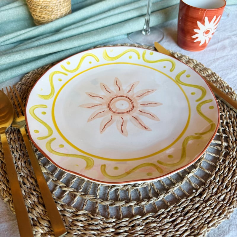 Dinerbord luna - beige/roze/geel - ø25x3 cm