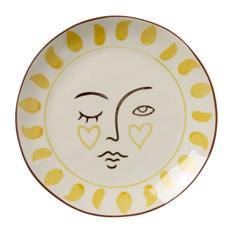 Ontbijtbord luna - beige/roze/geel - ø21x2.5 cm