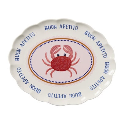 Serveerbord krab - blauw - 39.5x32 cm