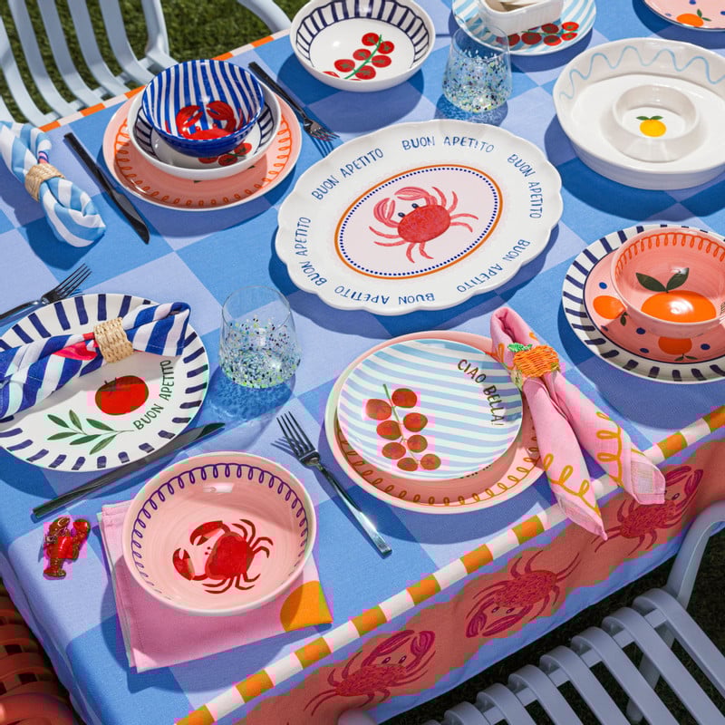 Serveerbord krab - blauw - 39.5x32 cm