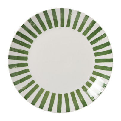 Ontbijtbord streep - groen/wit - ø20.5x2 cm