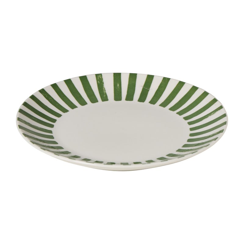 Ontbijtbord streep - groen/wit - ø20.5x2 cm