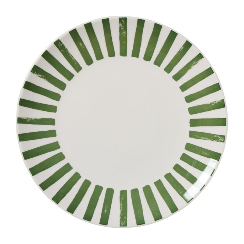 Dinerbord streep - groen/wit - ø26.5x2 cm