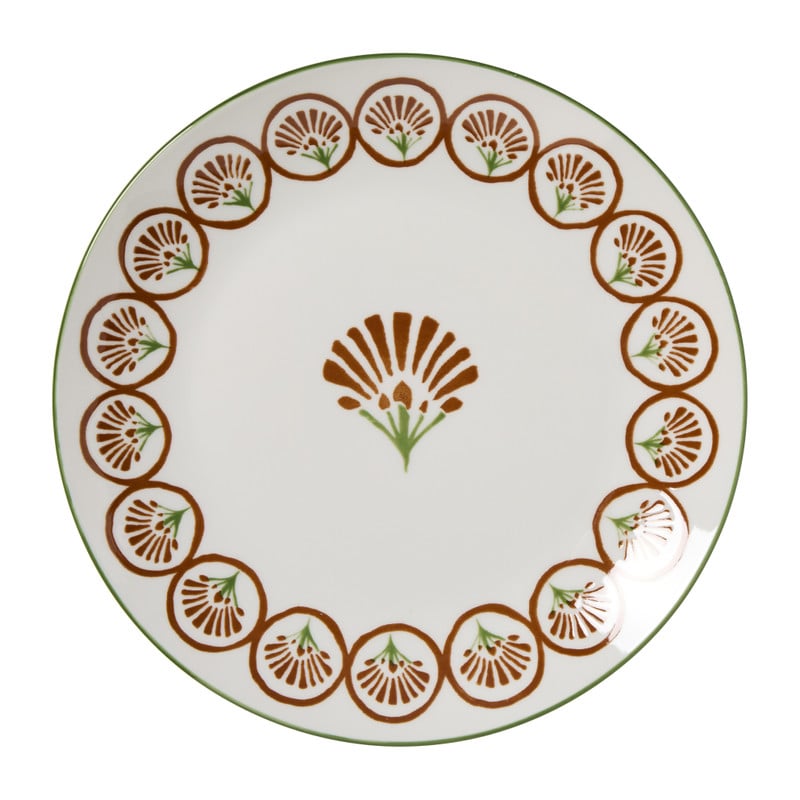 Ontbijtbord print - groen/bruin - ø20.5x2 cm