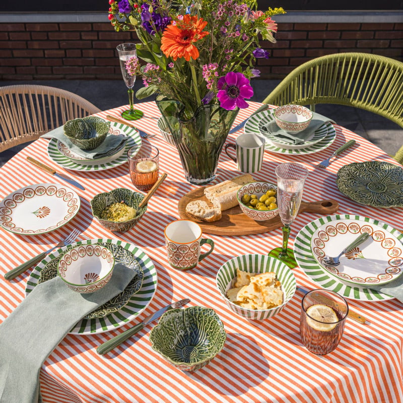 Ontbijtbord print - groen/bruin - ø20.5x2 cm